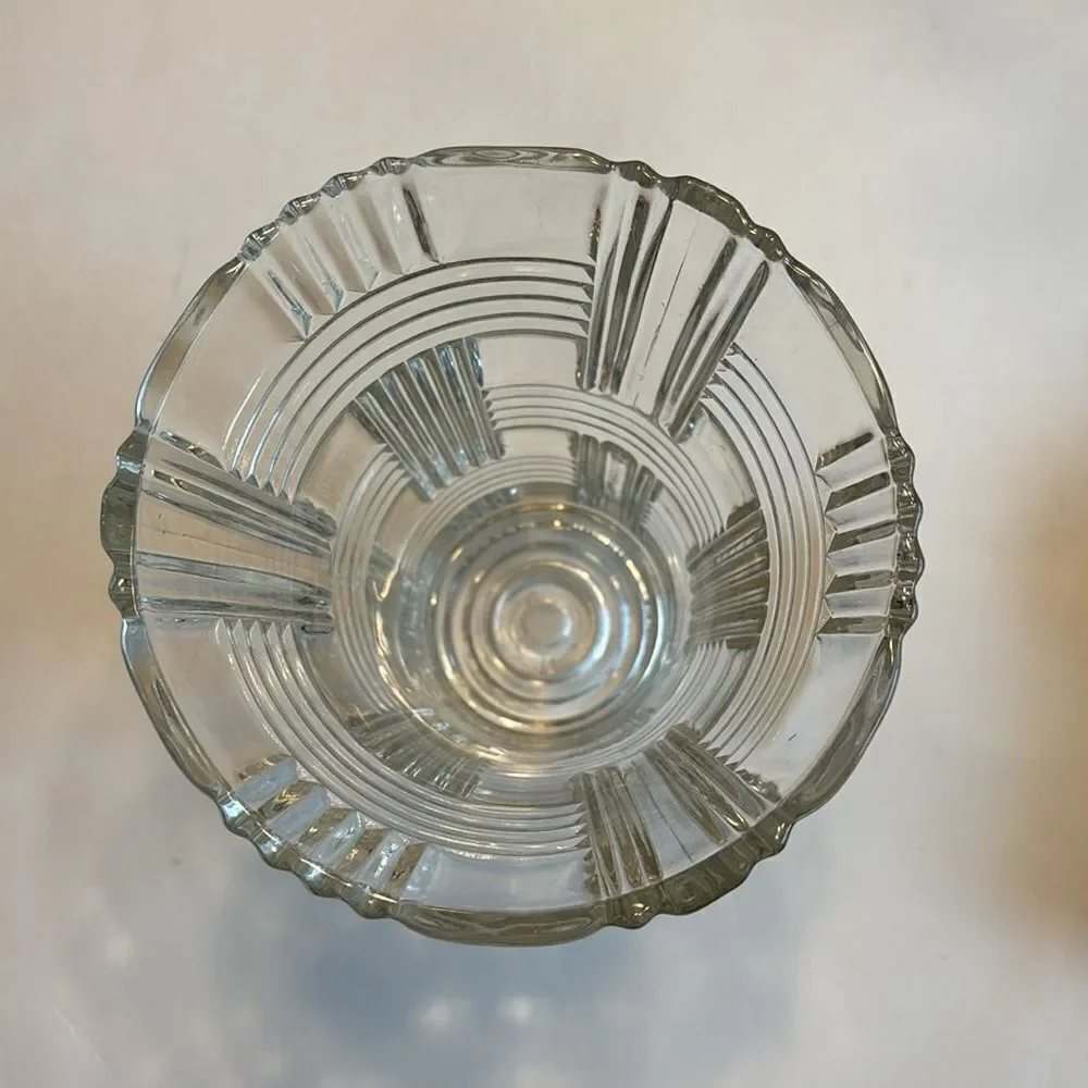 Vintage Anchor Hocking Clear Basket Weave Glass Vase Prismatic Criss Cross